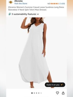 Sleeveless V-Neck Maxi Dress in White NWT Pockets Size Small (4-6)
